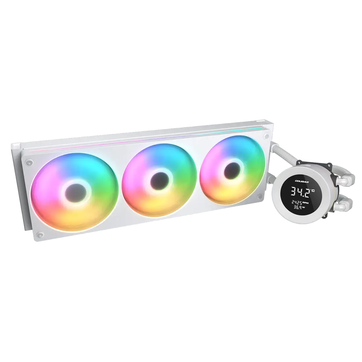 קירור נוזלי למעבד – Cougar Poseidon Vistek 360 ARGB LCD Display AIO 360mm – צבע לבן