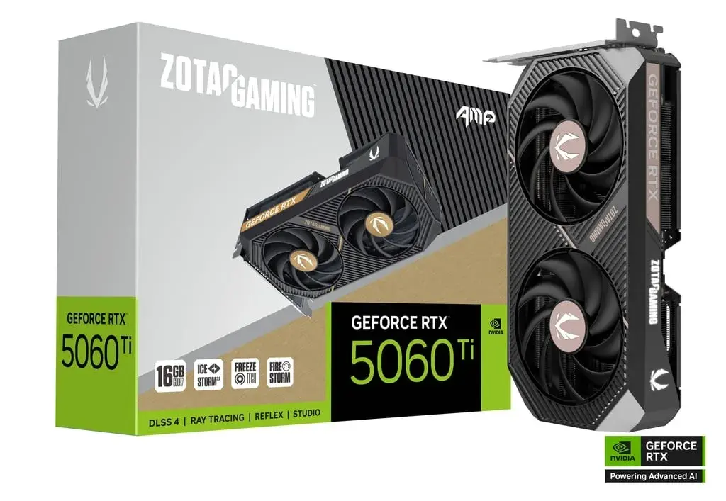 כרטיס מסך – Zotac GeForce RTX 5060 Ti AMP 16GB – צבע שחור
