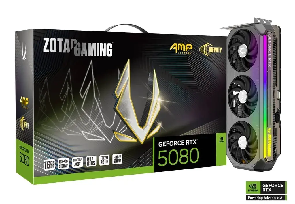 כרטיס מסך – Zotac GeForce RTX 5080 AMP Extreme INFINITY 16GB – צבע שחור