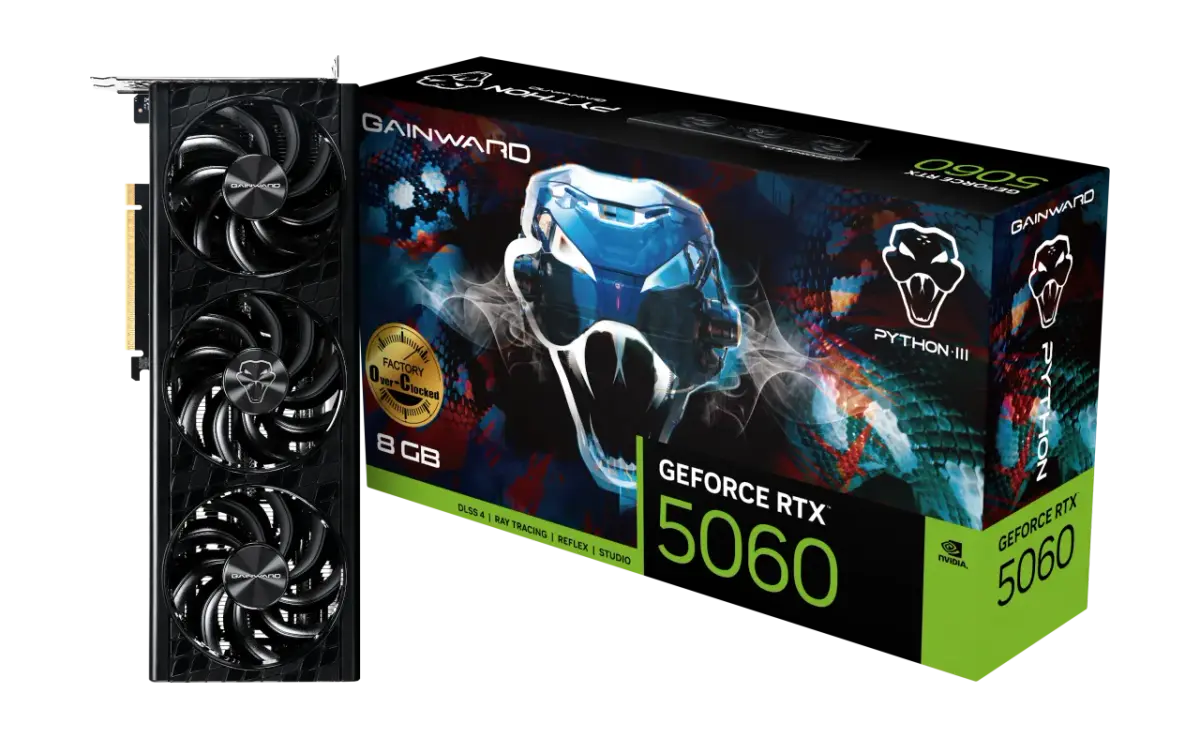 כרטיס מסך – Gainward GeForce RTX 5060 Python III OC 8GB – צבע שחור