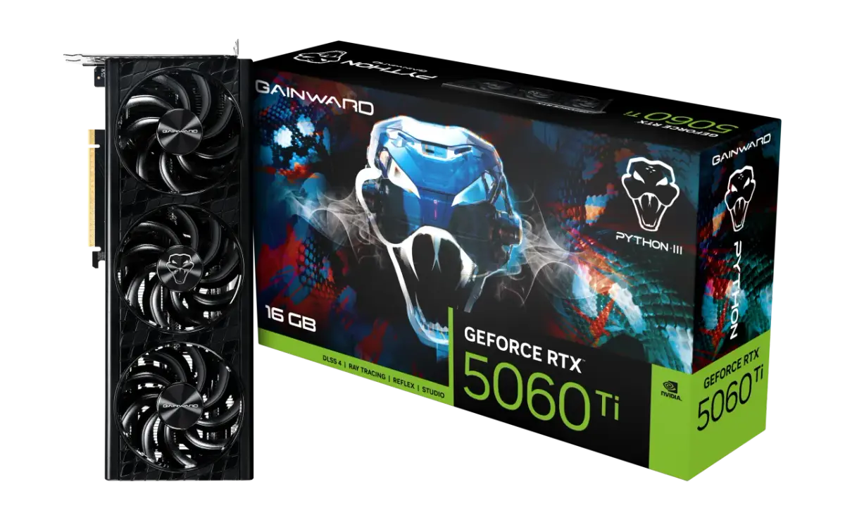 כרטיס מסך – Gainward GeForce RTX 5060 Ti Python III 16GB – צבע שחור