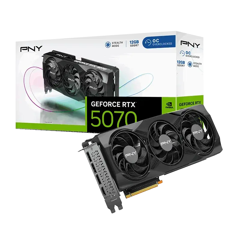 כרטיס מסך – PNY GeForce RTX 5070 Overclocked Triple Fan 12GB – צבע שחור