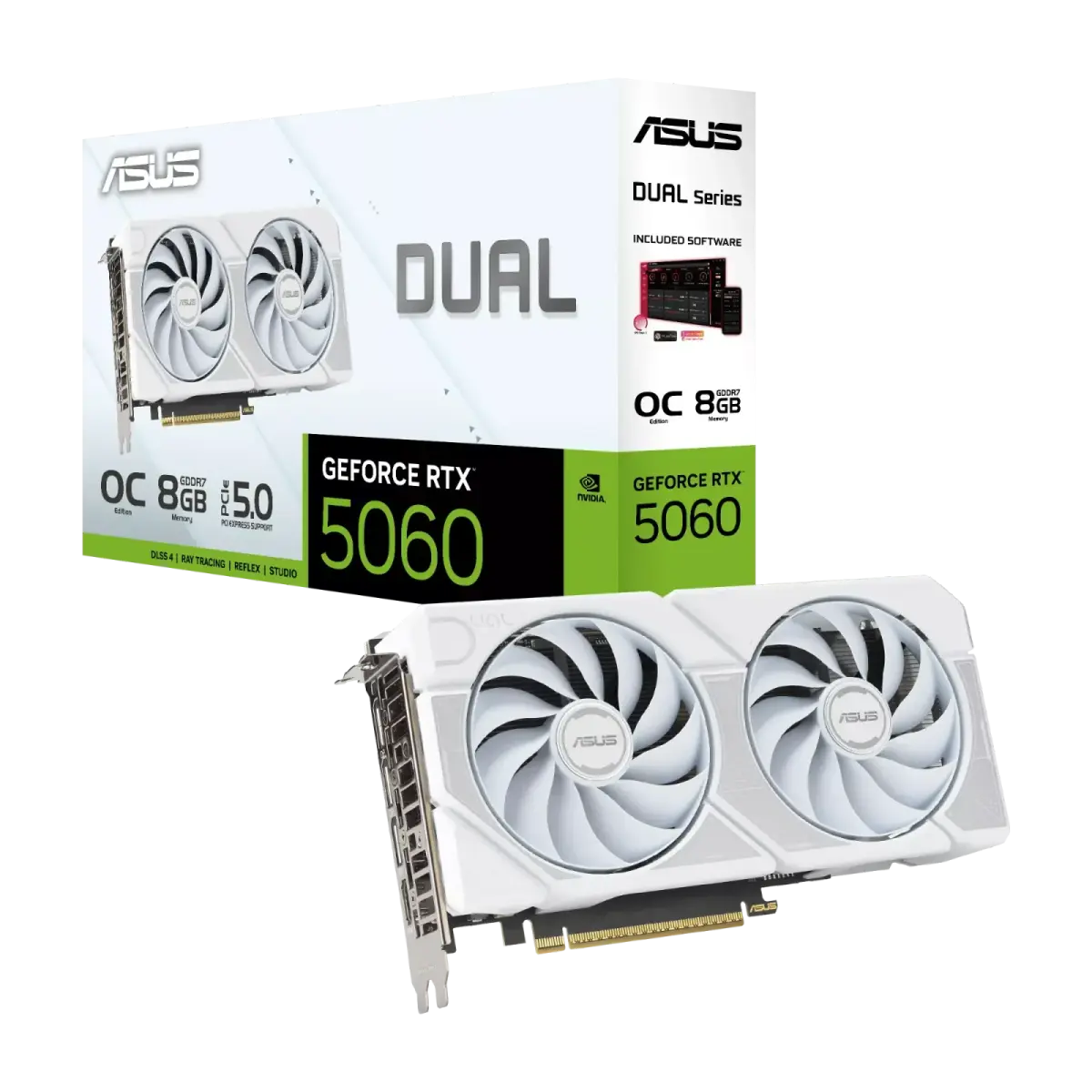 כרטיס מסך – ASUS Dual GeForce RTX 5060 White OC Edition 8GB – צבע לבן