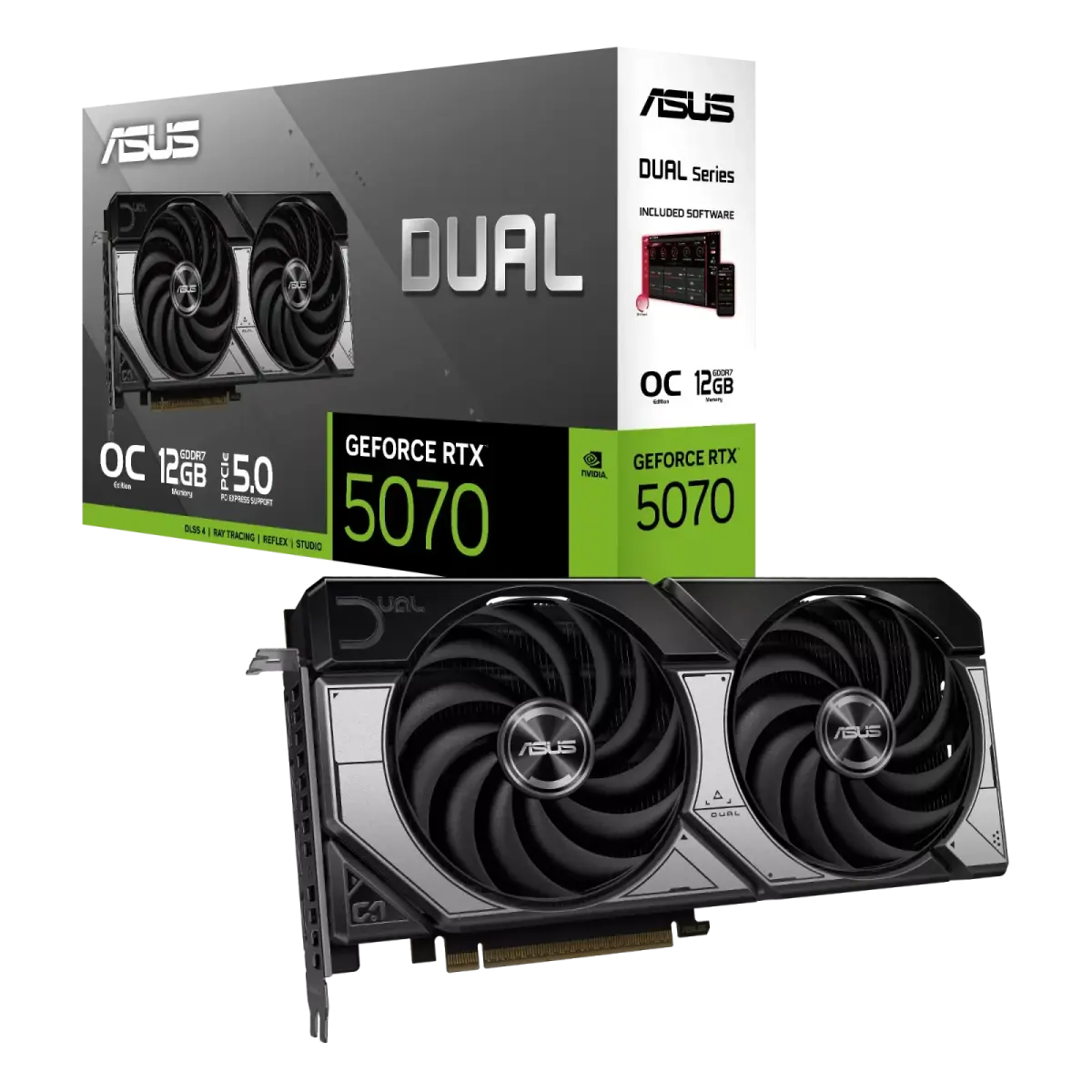 כרטיס מסך – ASUS Dual GeForce RTX 5070 OC Edition 12GB – צבע שחור