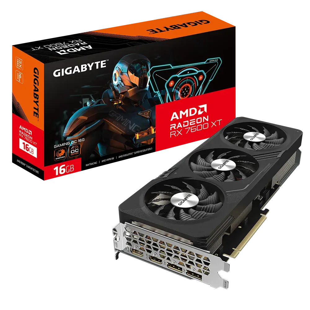 כרטיס מסך – Gigabyte Radeon RX 7600 XT Gaming OC 16GB – צבע שחור