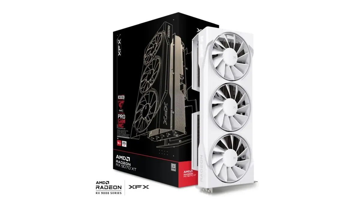 כרטיס מסך – XFX Swift Radeon RX 9070 XT White Triple Fan Gaming Edition 16GB – צבע לבן