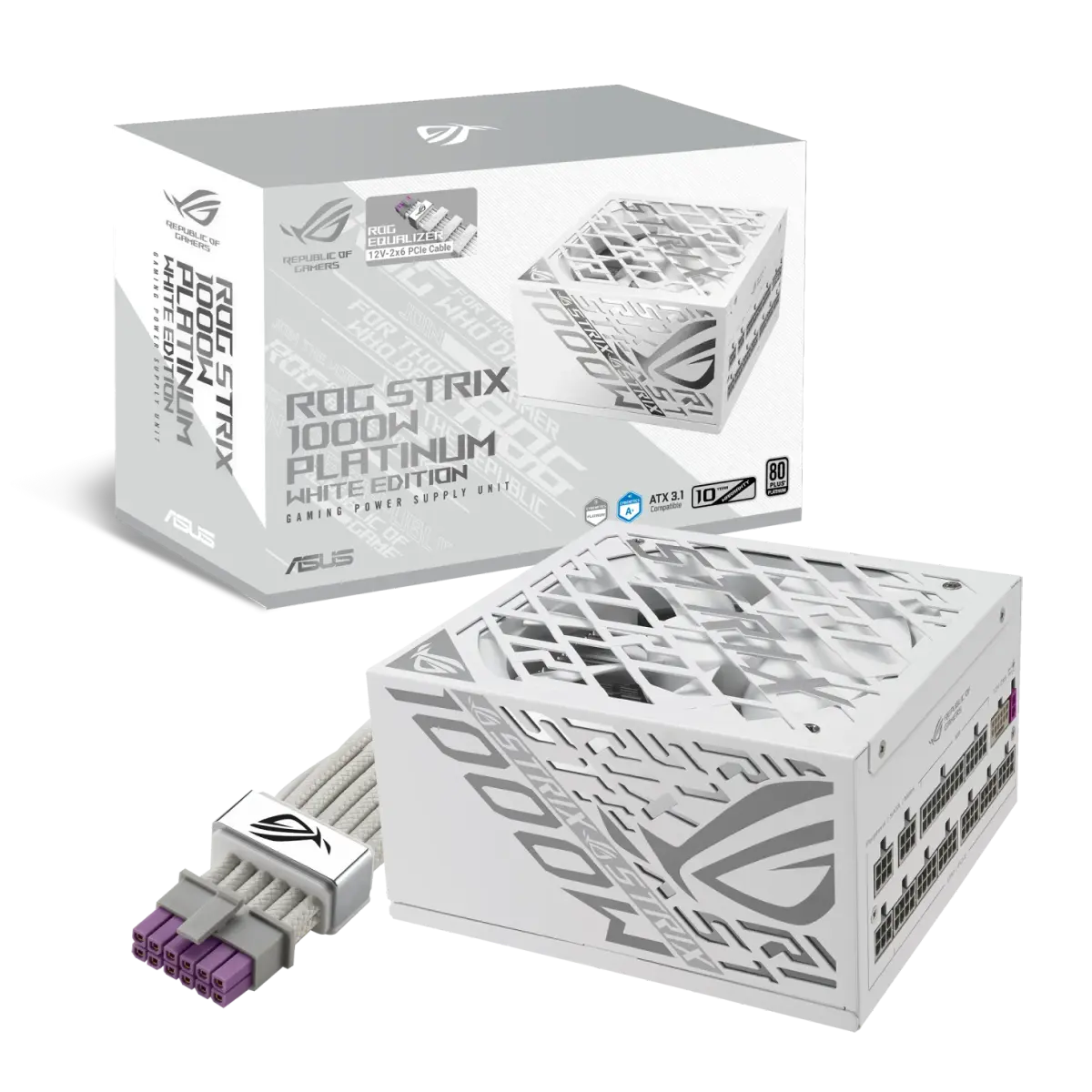 ספק כוח מודולרי – ASUS ROG STRIX 1000W White Edition (ATX 3.1) 80+ Platinum – צבע לבן