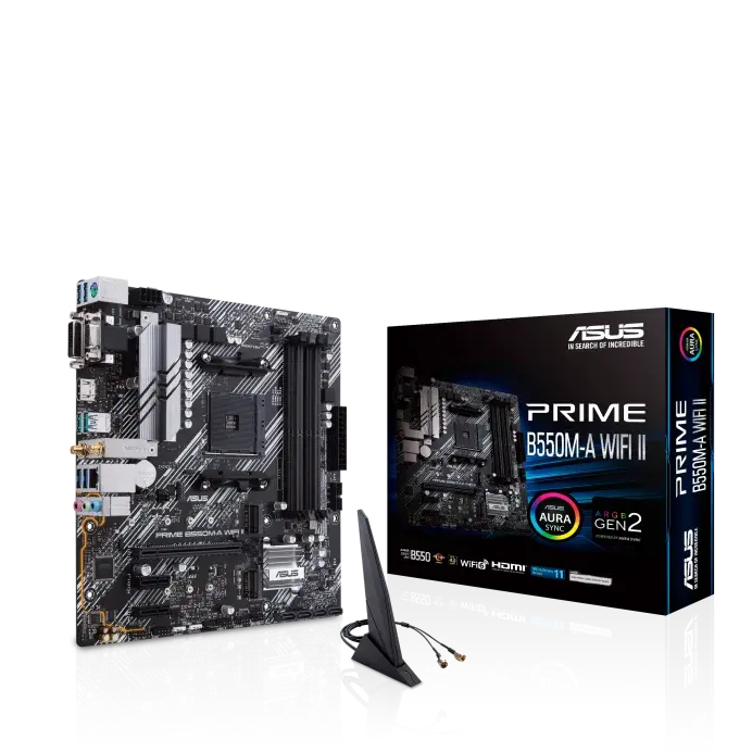 לוח אם – ASUS PRIME B550M-A WIFI II Micro-ATX AM4 DDR4 - צבע שחור