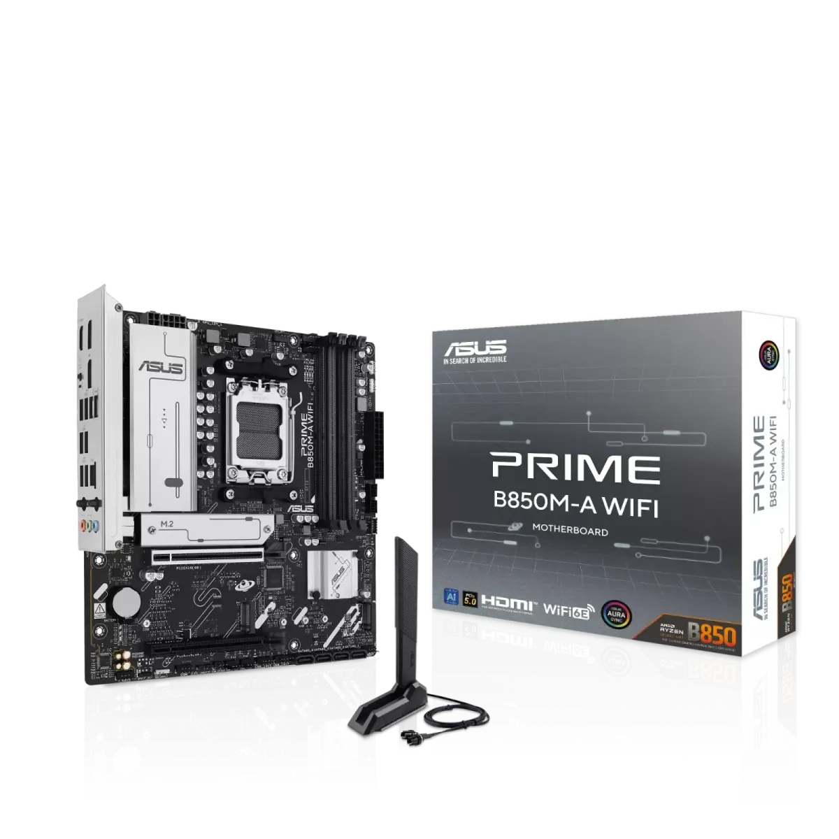 לוח אם – ASUS PRIME B850M-A WIFI Micro-ATX AM5 DDR5 - צבע שחור/כסוף
