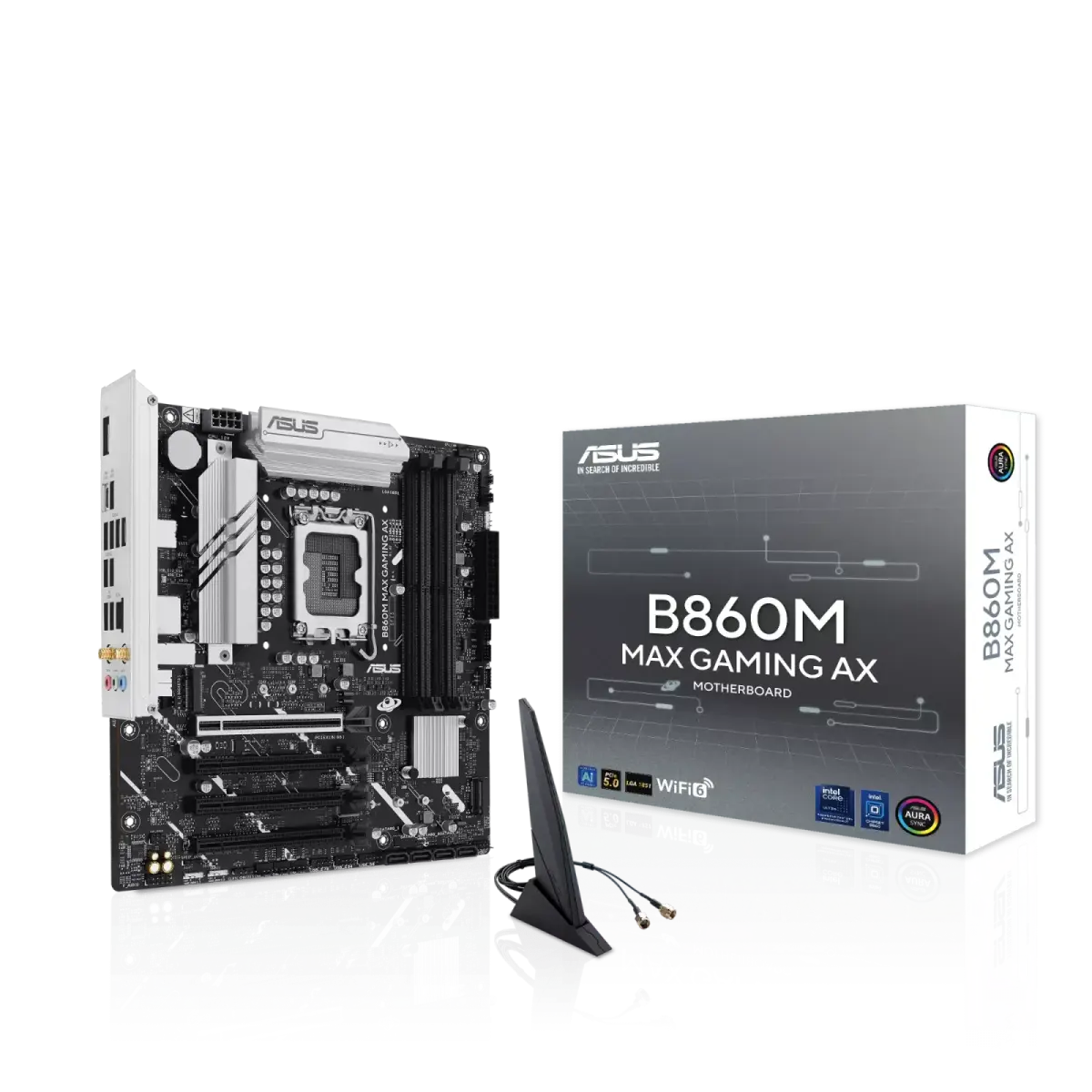 לוח אם – ASUS B860M MAX GAMING AX Micro-ATX LGA1851 DDR5 - צבע שחור/כסוף