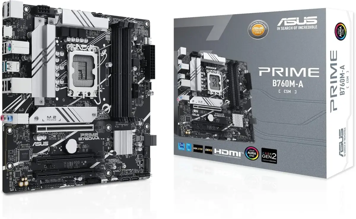 לוח אם – ASUS PRIME B760M-A-CSM Micro-ATX LGA1700 DDR5 - צבע שחור/כסוף