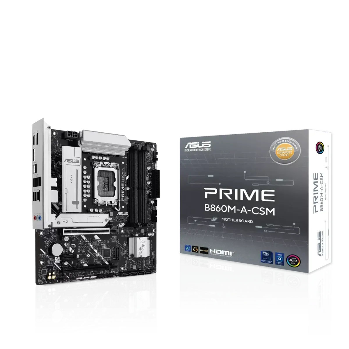 לוח אם – ASUS PRIME B860M-A-CSM Micro-ATX LGA1851 DDR5 - צבע שחור/כסוף