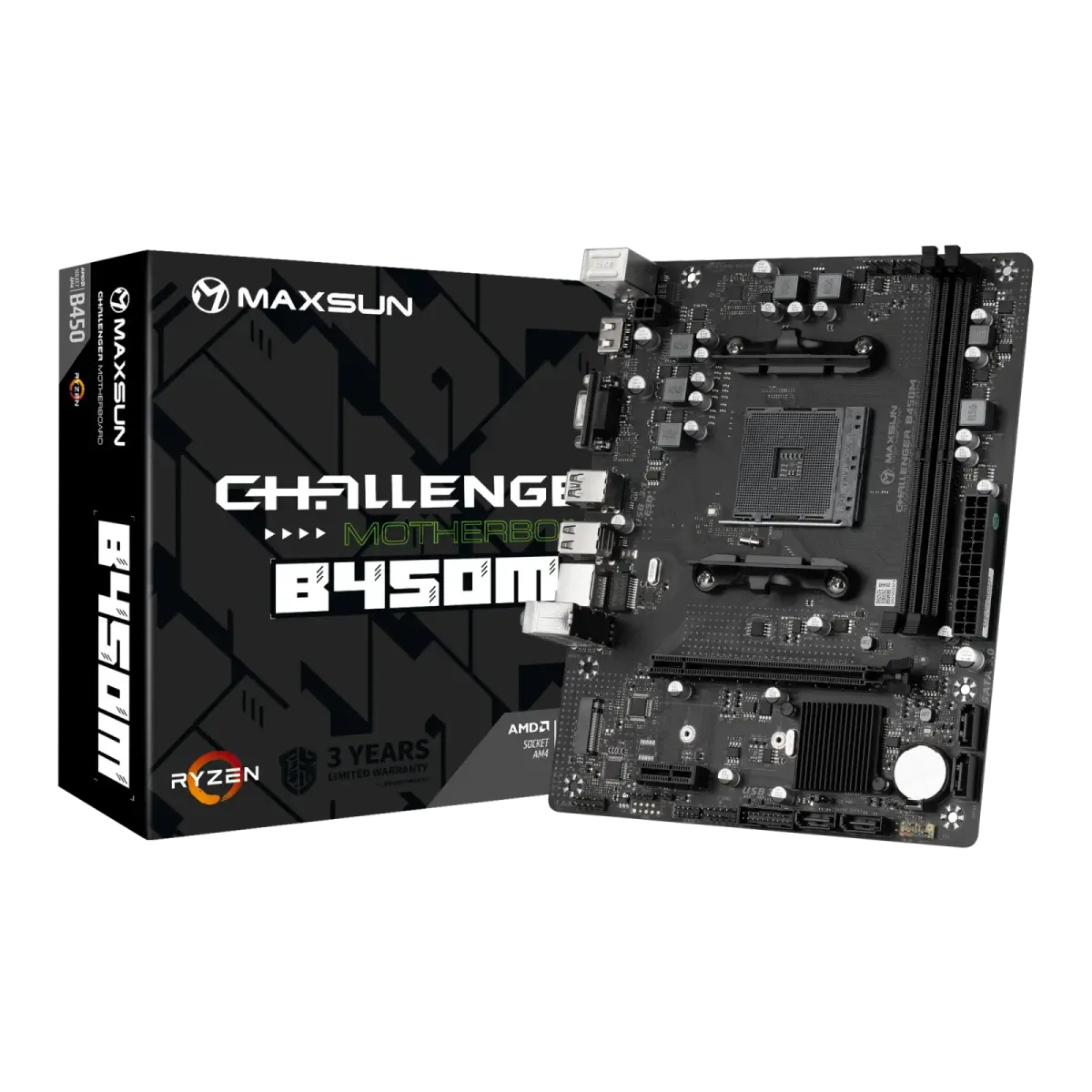 לוח אם – Maxsun Challenger B450M Micro-ATX AM4 DDR4 - צבע שחור