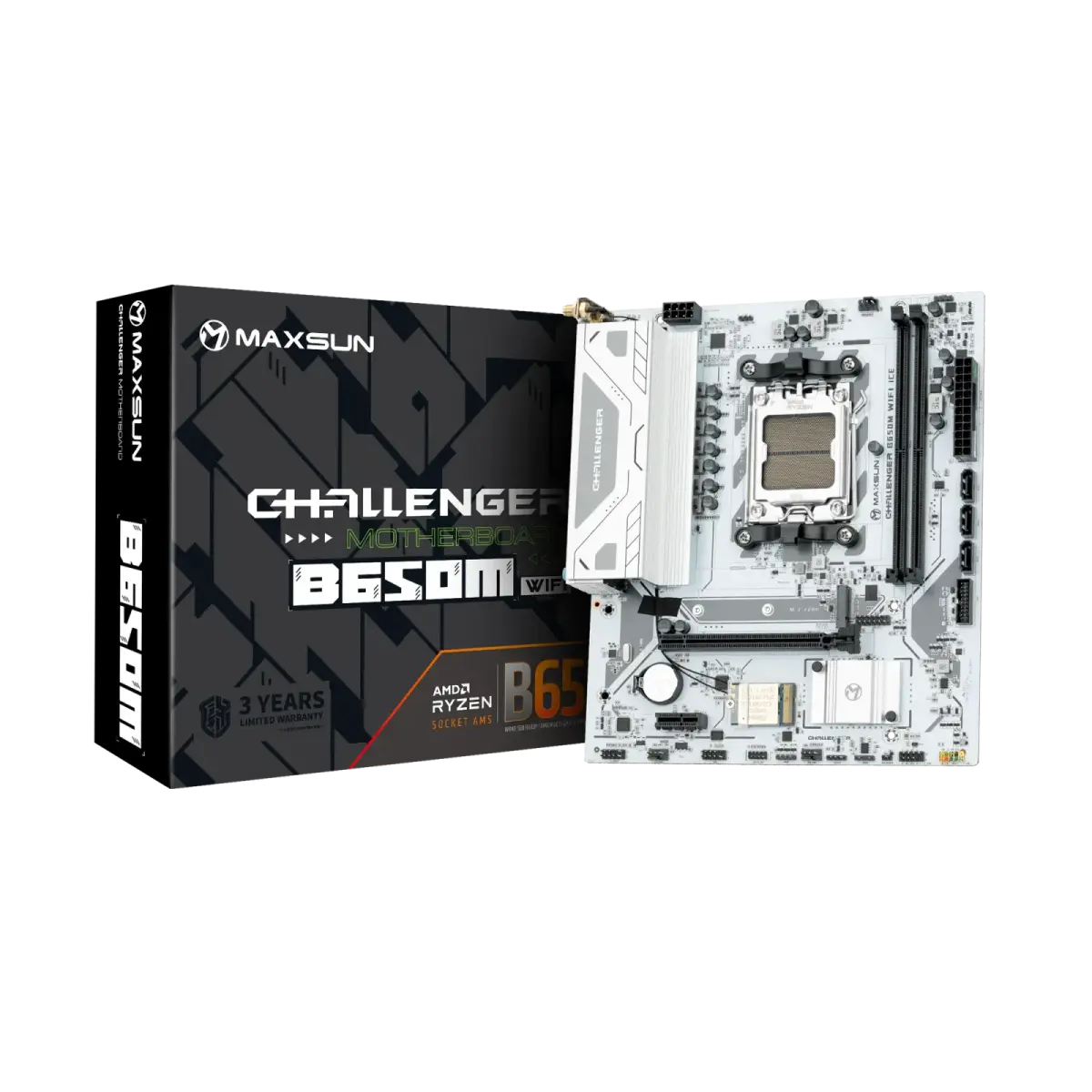 לוח אם – Maxsun Challenger B650M WiFi ICE V2 Micro-ATX AM5 DDR5 - צבע לבן