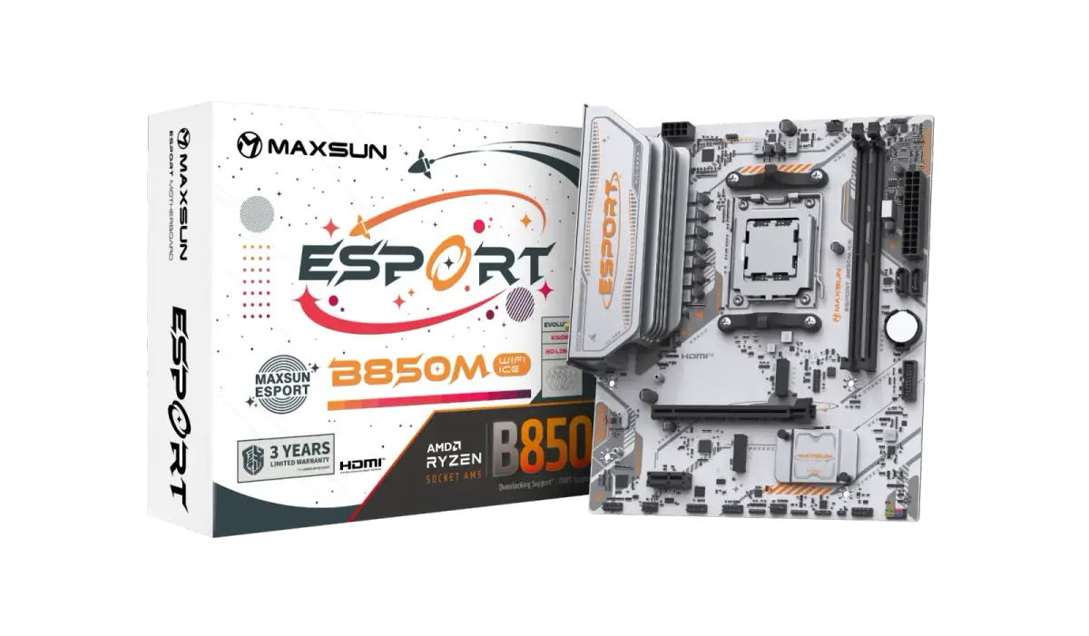 לוח אם – Maxsun eSport B850M WiFi ICE Micro-ATX AM5 DDR5 - צבע לבן