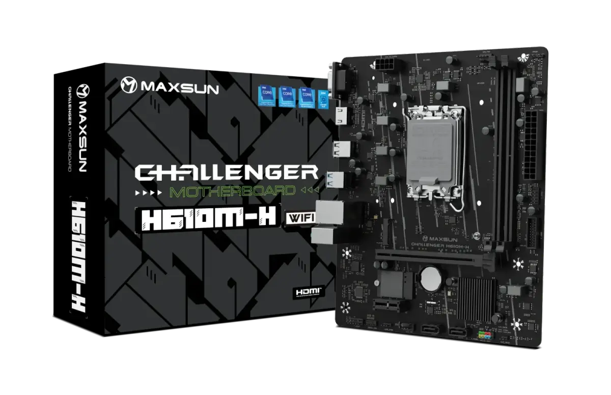 לוח אם – Maxsun Challenger H610M-H V1 WiFi Micro-ATX LGA1700 DDR4 - צבע שחור