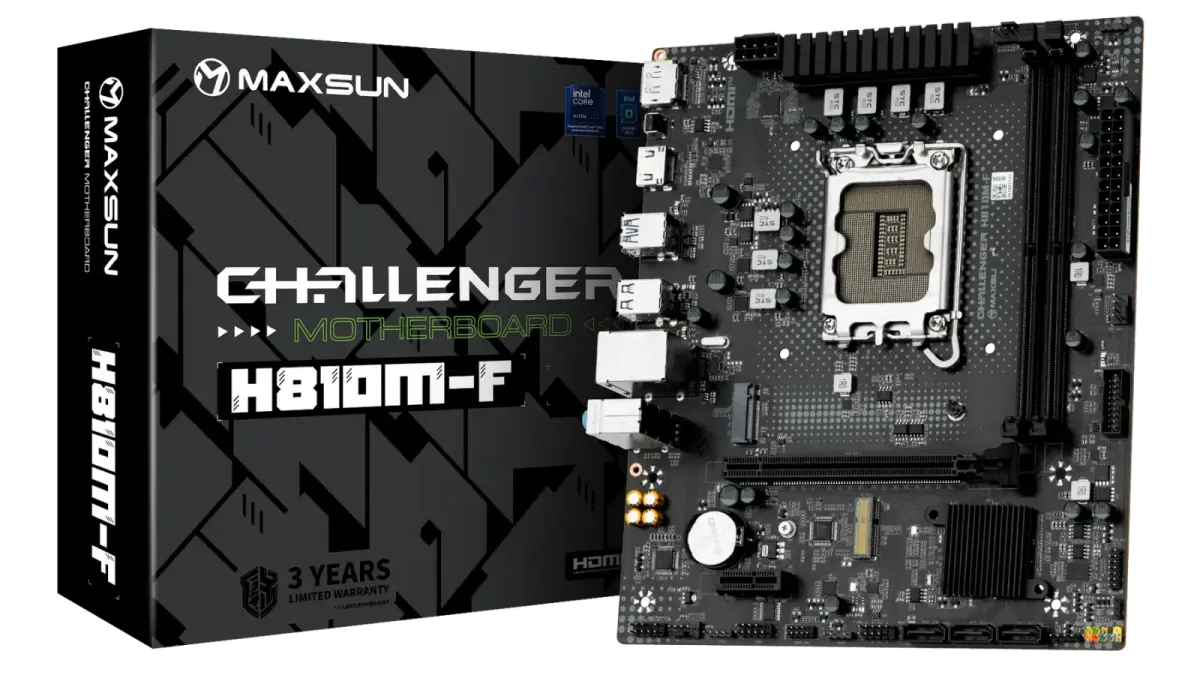 לוח אם – Maxsun Challenger H810M-F Micro-ATX LGA1851 DDR5 - צבע שחור