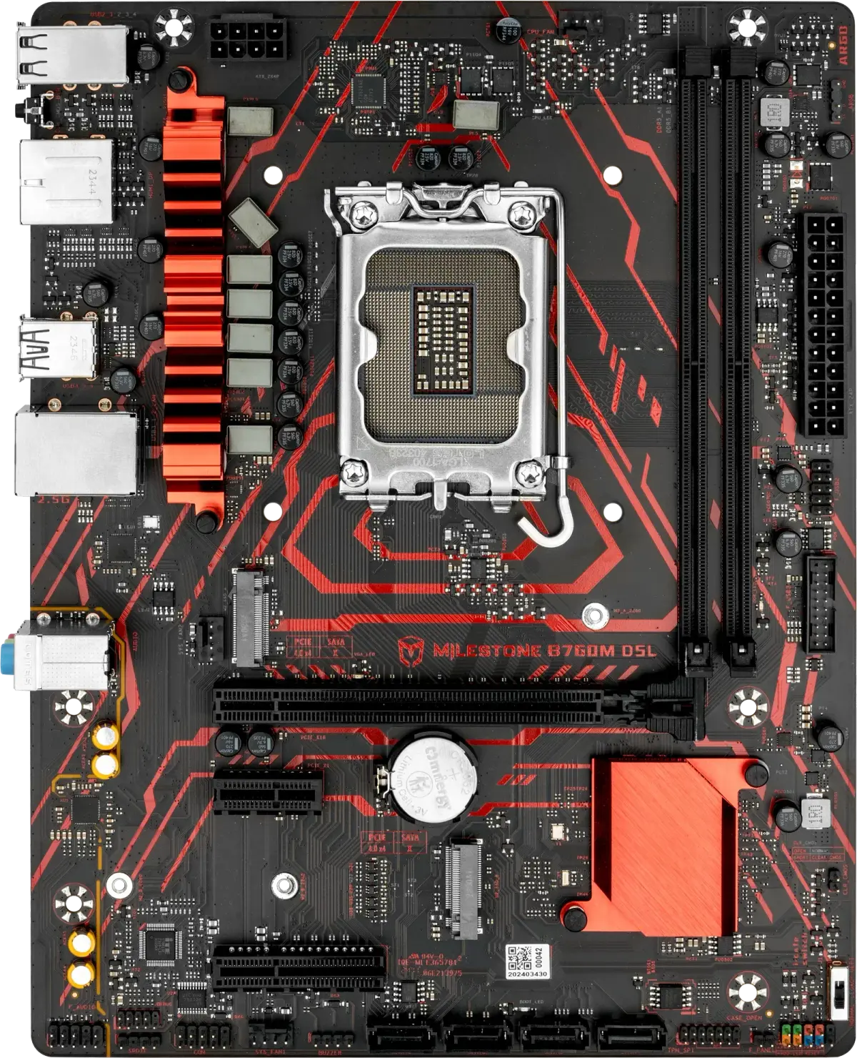 לוח אם – Maxsun Milestone B760M D5L V2 Micro-ATX LGA1700 DDR5 - צבע שחור/אדום