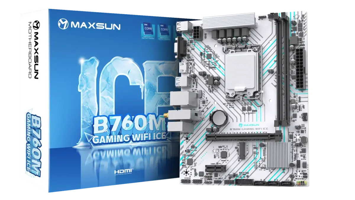 לוח אם – Maxsun B760M Gaming WiFi ICE Micro-ATX LGA1700 DDR4 - צבע לבן