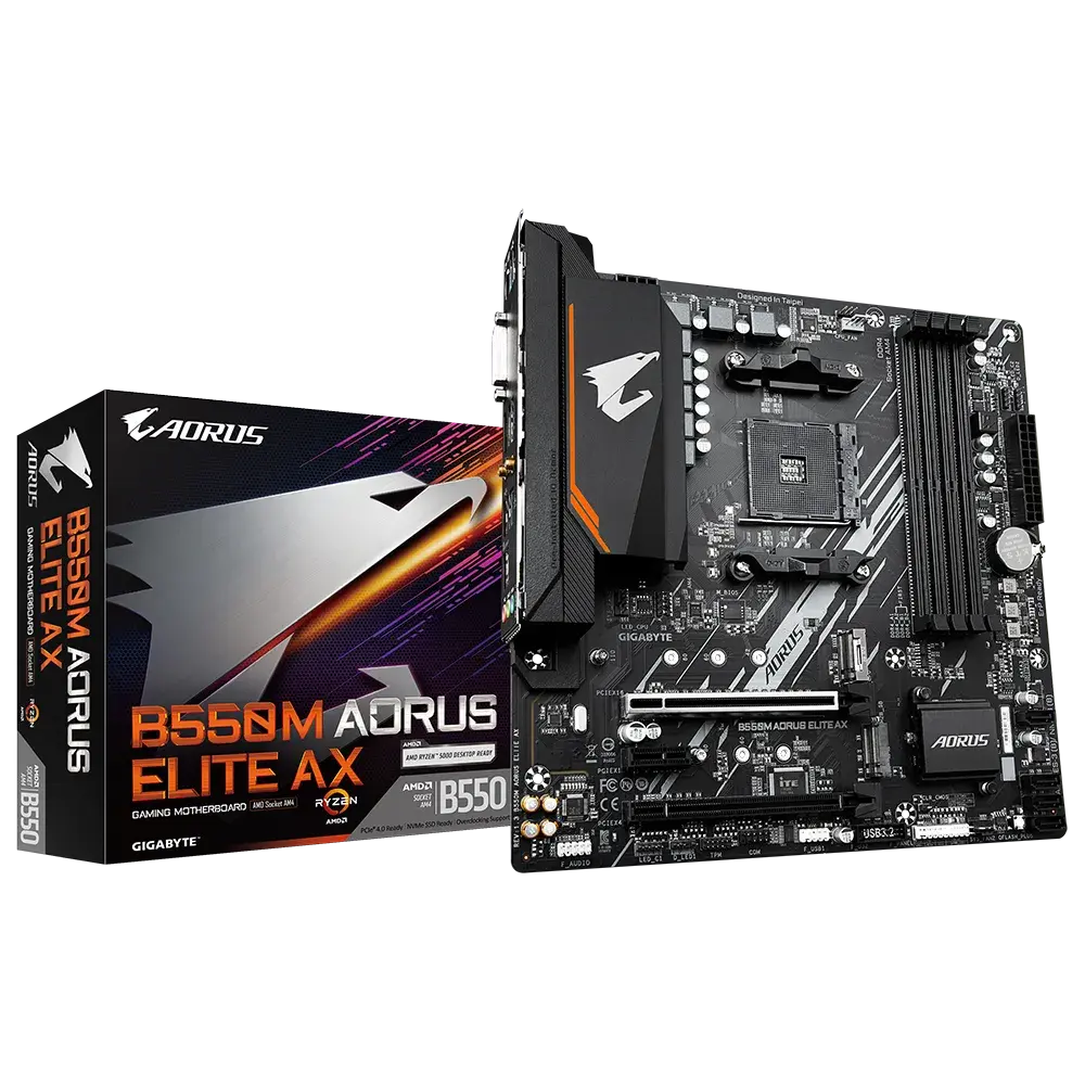 לוח אם – Gigabyte B550M Aorus Elite AX WIFI6E Micro-ATX AM4 DDR4 - צבע שחור