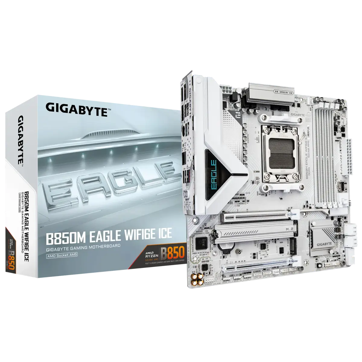 לוח אם – Gigabyte B850M EAGLE WIFI6E ICE Micro-ATX AM5 DDR5 – צבע לבן