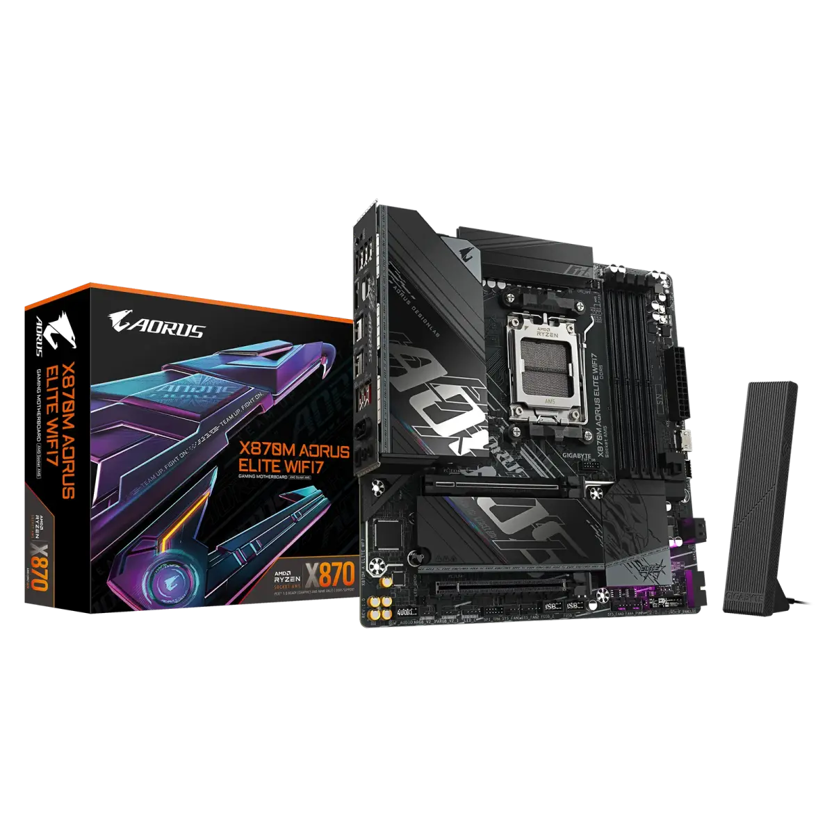 לוח אם – Gigabyte X870M AORUS ELITE WIFI7 Micro-ATX AM5 DDR5 - צבע שחור