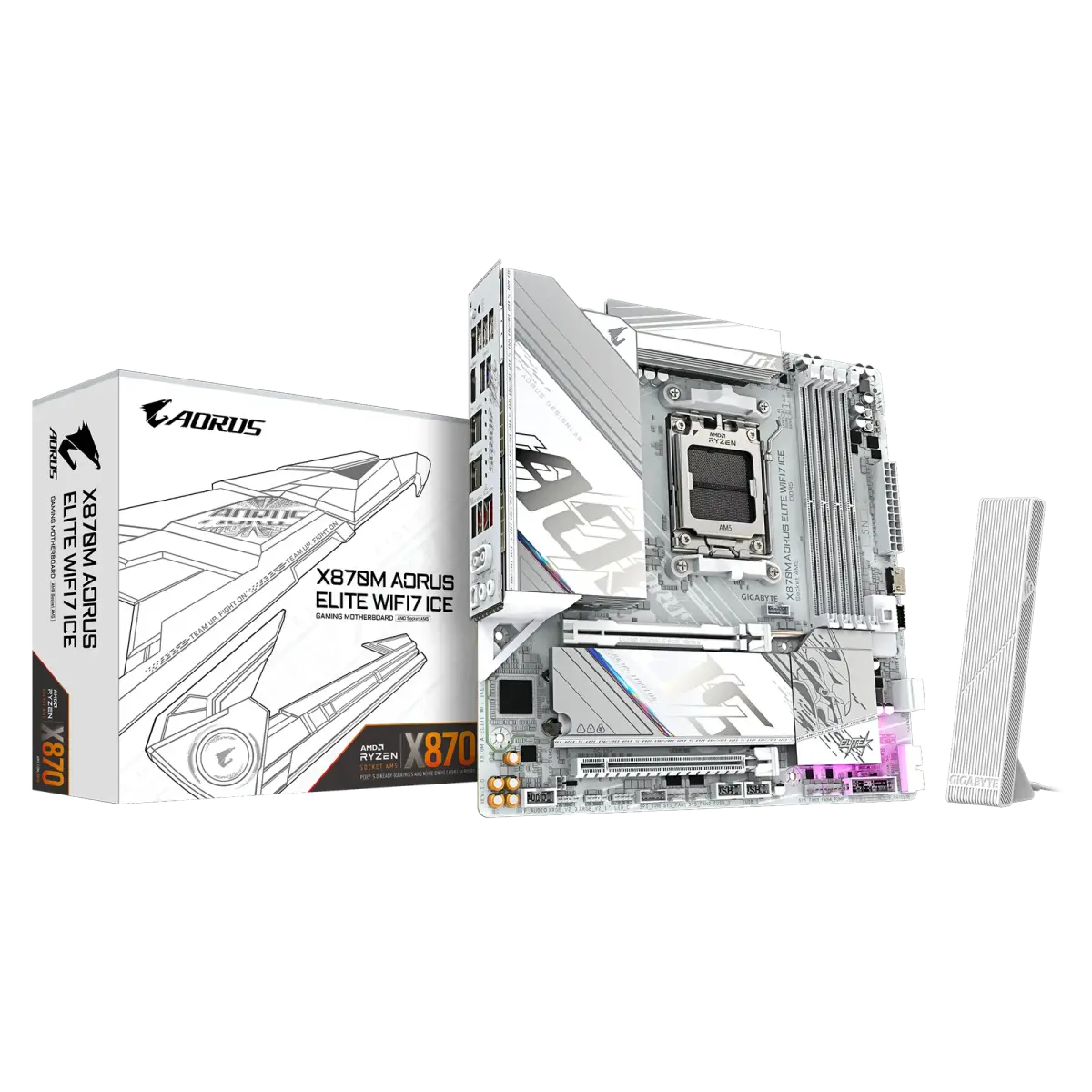 לוח אם – Gigabyte X870M AORUS ELITE WIFI7 ICE ATX AM5 DDR5 - צבע שחור