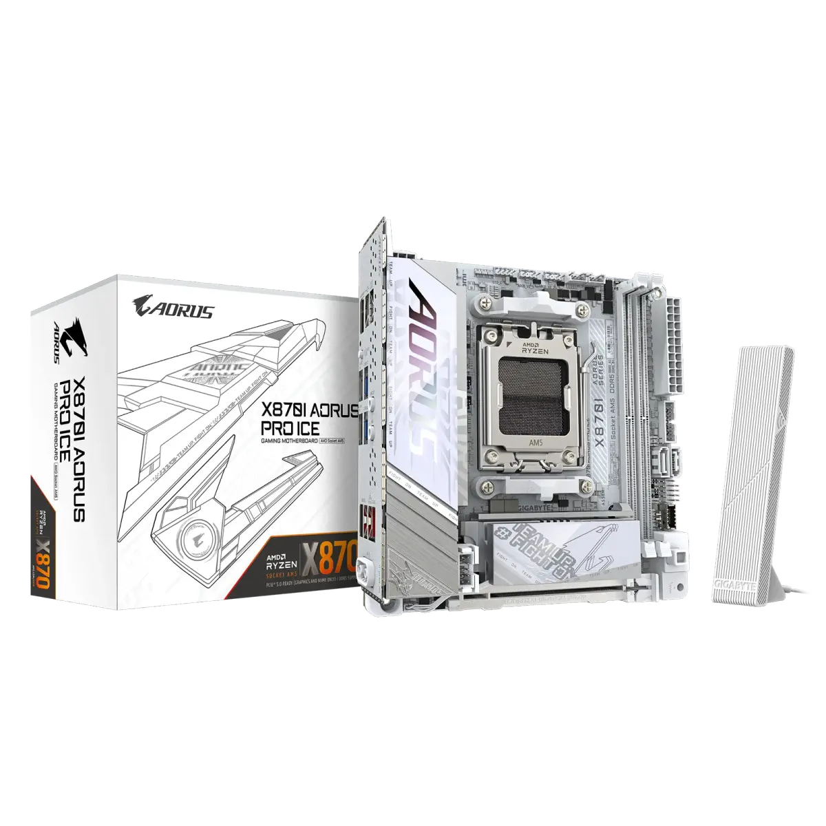 לוח אם – Gigabyte X870I AORUS PRO ICE Mini-ITX AM5 DDR5 – צבע לבן