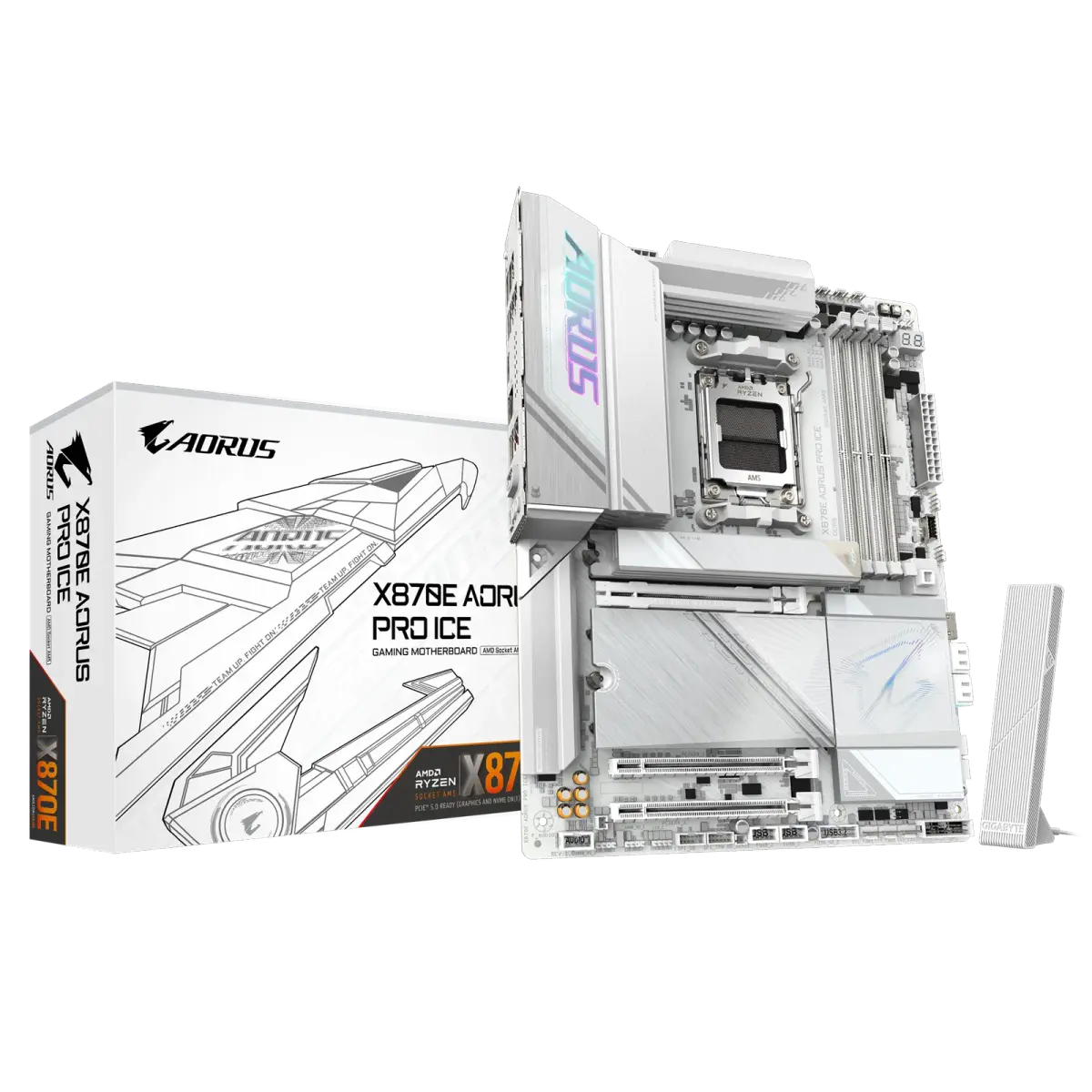 לוח אם – Gigabyte X870E AORUS PRO ICE ATX AM5 DDR5 - צבע לבן