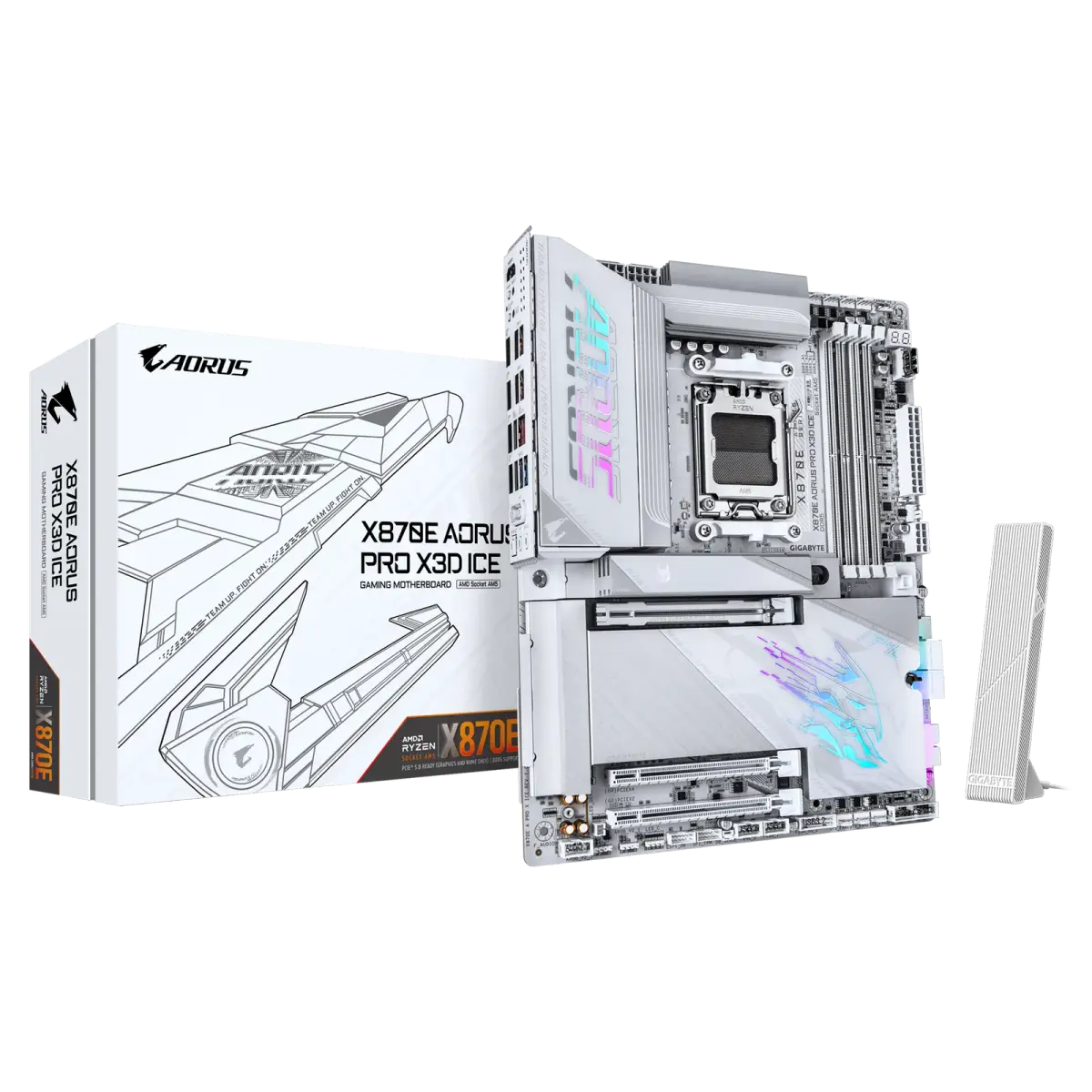 לוח אם – Gigabyte X870E AORUS PRO X3D ICE ATX AM5 DDR5 – צבע לבן