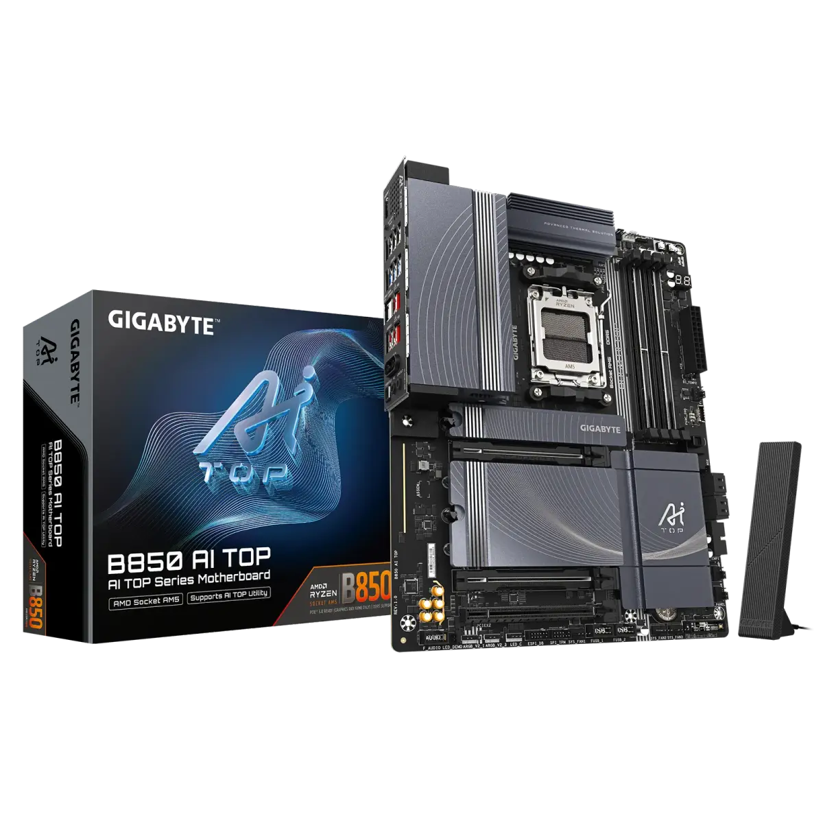 לוח אם – Gigabyte B850 AI TOP ATX AM5 DDR5 - צבע שחור/כחול