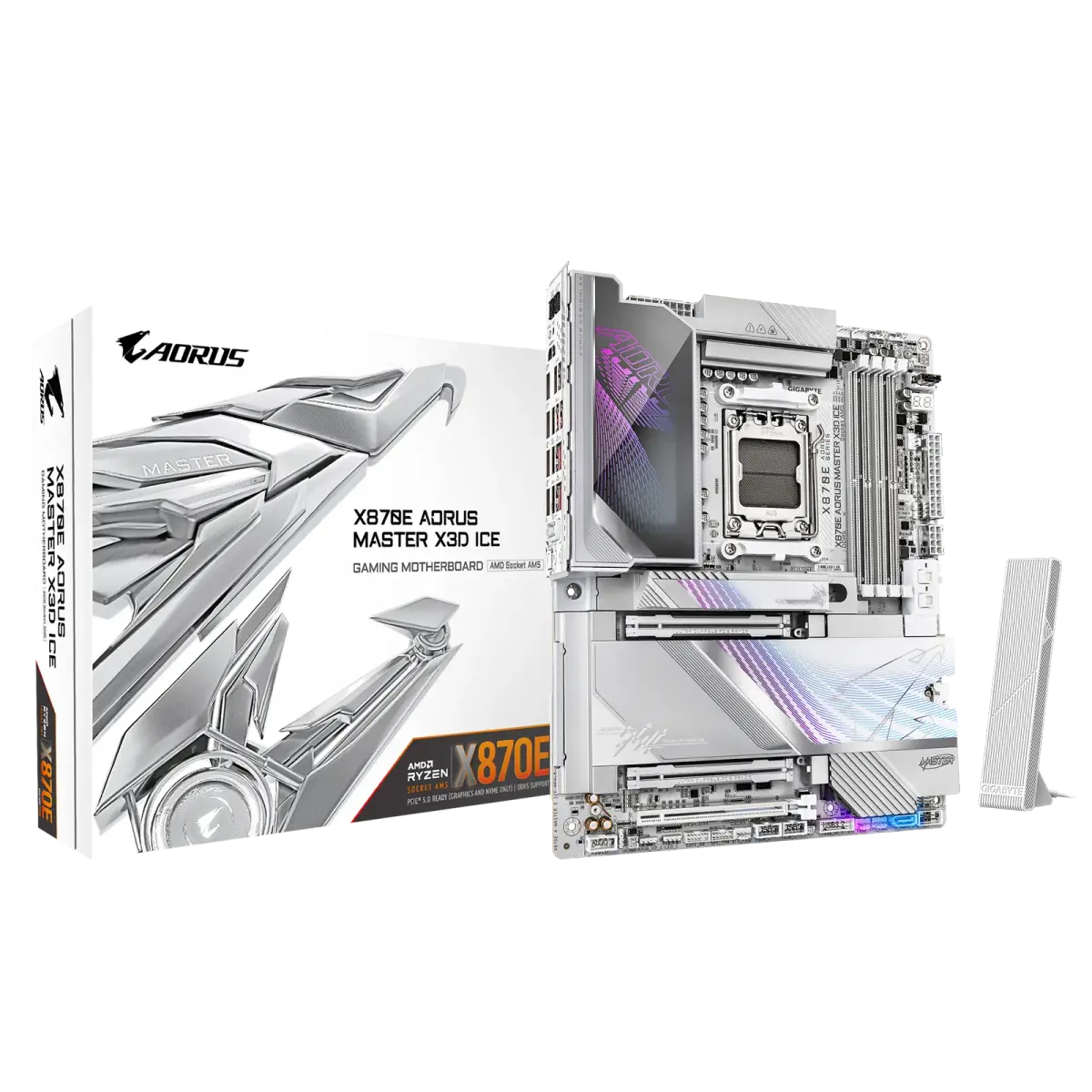 לוח אם – Gigabyte X870E AORUS MASTER X3D ICE ATX AM5 DDR5 – צבע לבן
