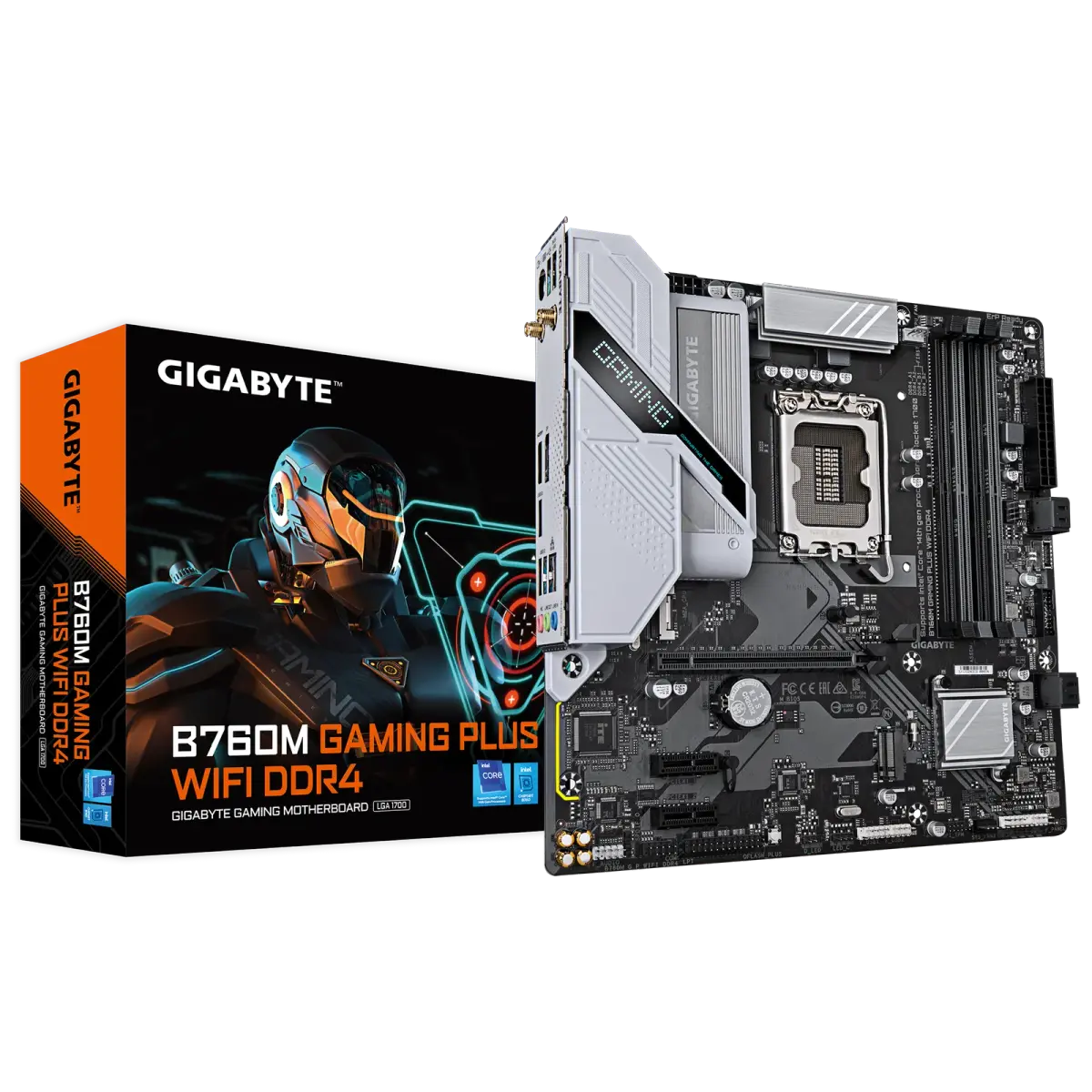לוח אם – Gigabyte B760M GAMING PLUS WIFI DDR4 Micro-ATX LGA1700 - צבע שחור/אפור