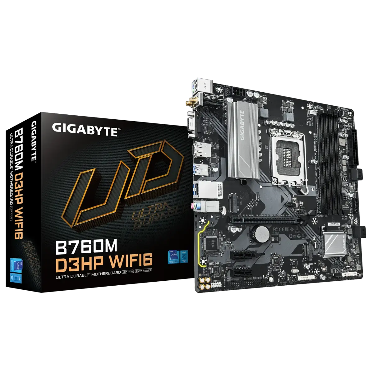 לוח אם – Gigabyte B760M D3HP WIFI6 Micro-ATX LGA1700 DDR5 - צבע שחור