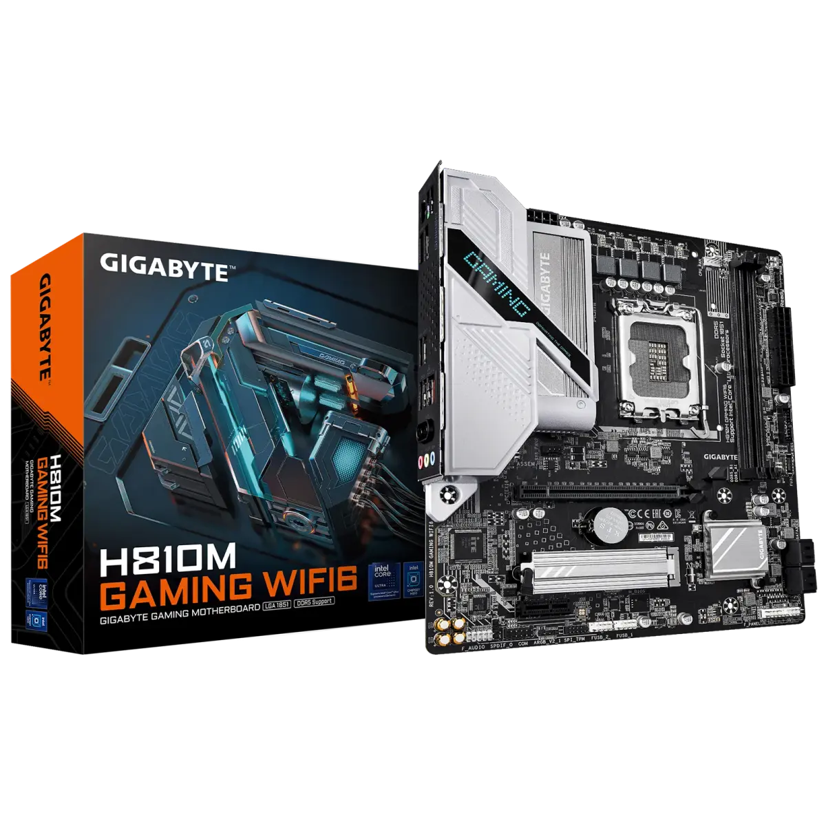 לוח אם – Gigabyte H810M GAMING WIFI6 Micro-ATX LGA1851 DDR5 - צבע שחור/אפור