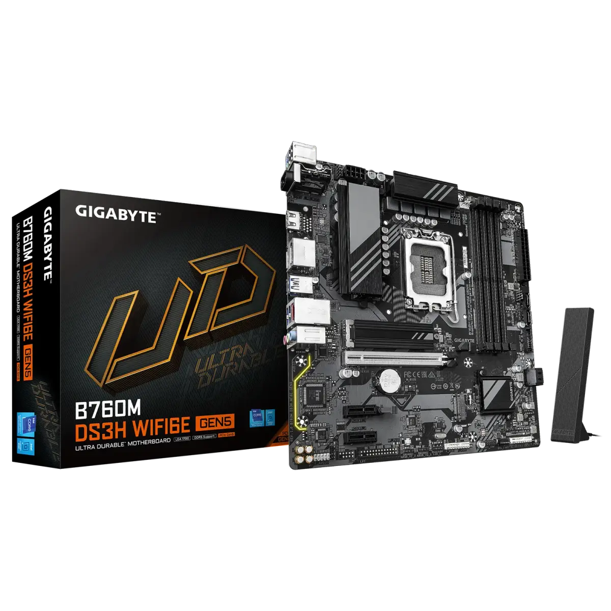 לוח אם – Gigabyte B760M DS3H WIFI6E GEN5 Micro-ATX LGA1700 DDR5 - צבע שחור