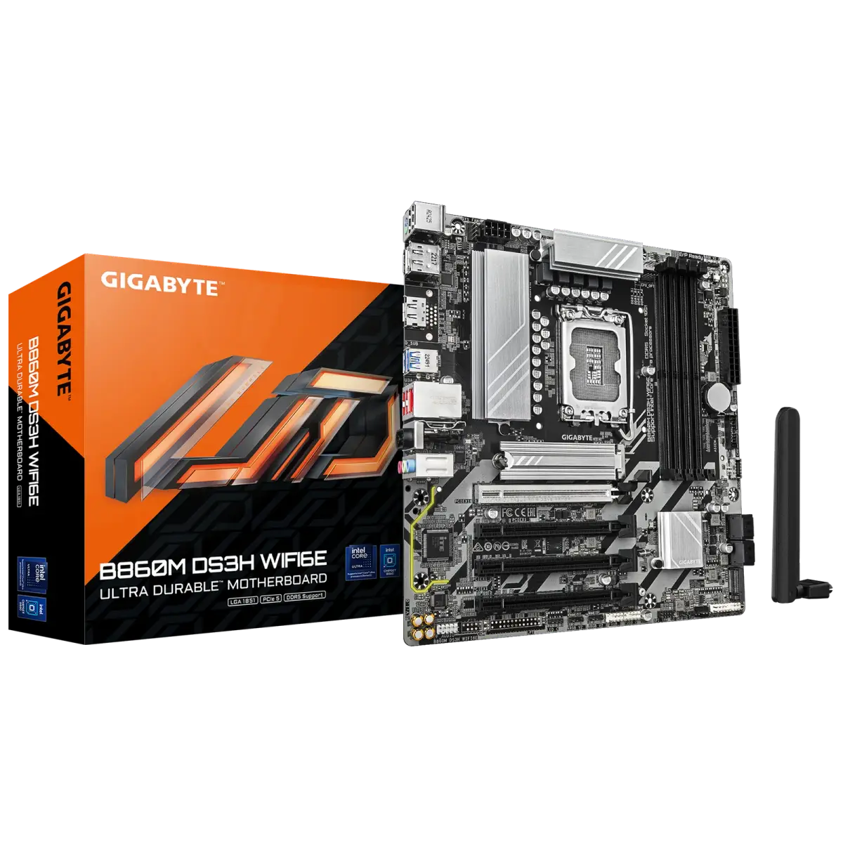 לוח אם – Gigabyte B860M DS3H WIFI6E Micro-ATX LGA1851 DDR5 - צבע שחור/כסוף