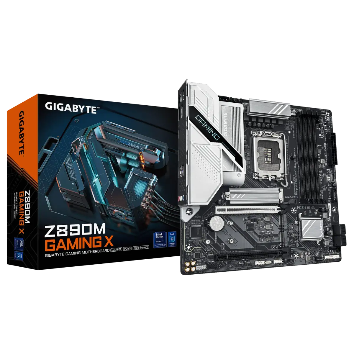 לוח אם – Gigabyte Z890M GAMING X Micro-ATX LGA1851 DDR5 - צבע שחור/לבן