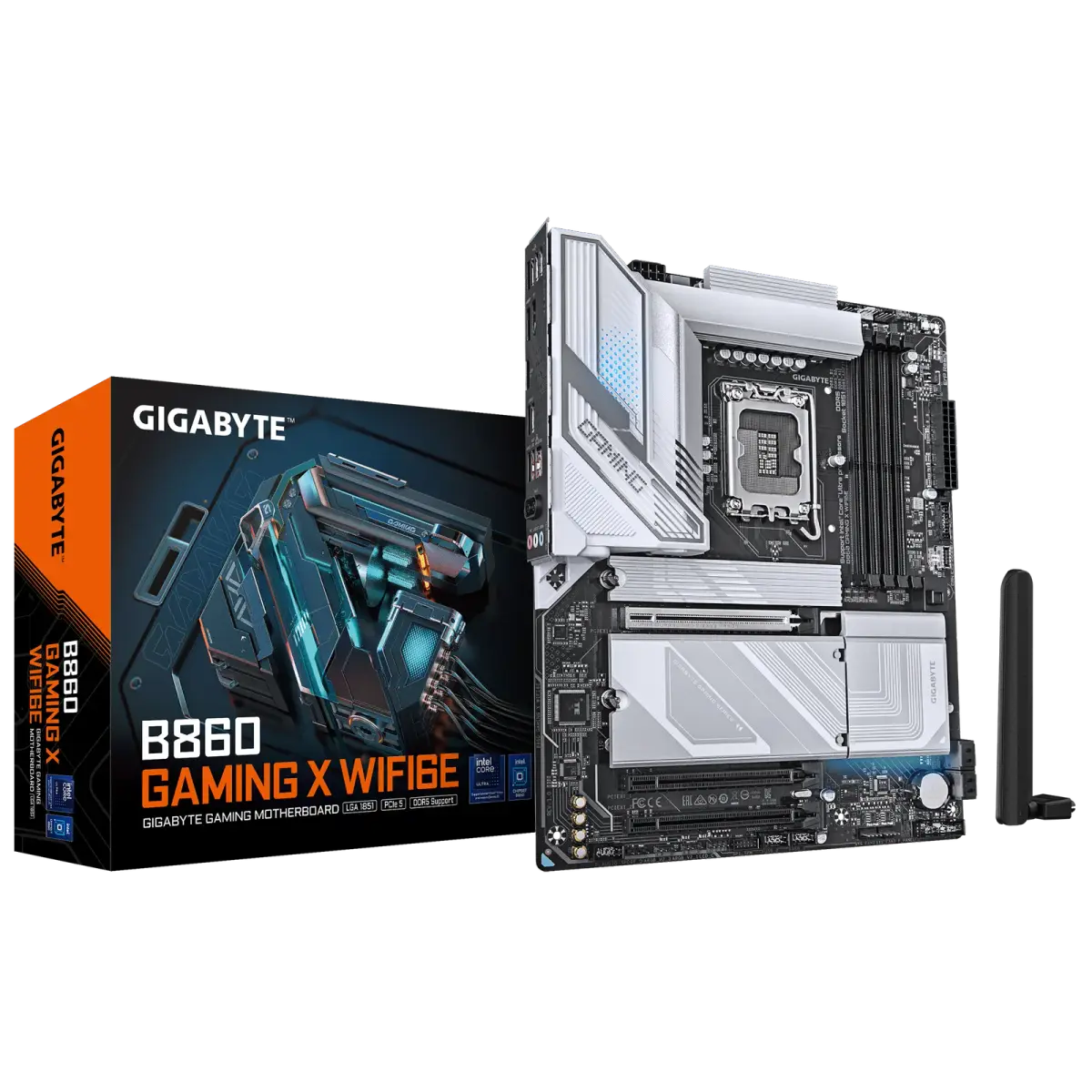לוח אם – Gigabyte B860 GAMING X WIFI6E ATX LGA1851 DDR5 – צבע שחור/לבן