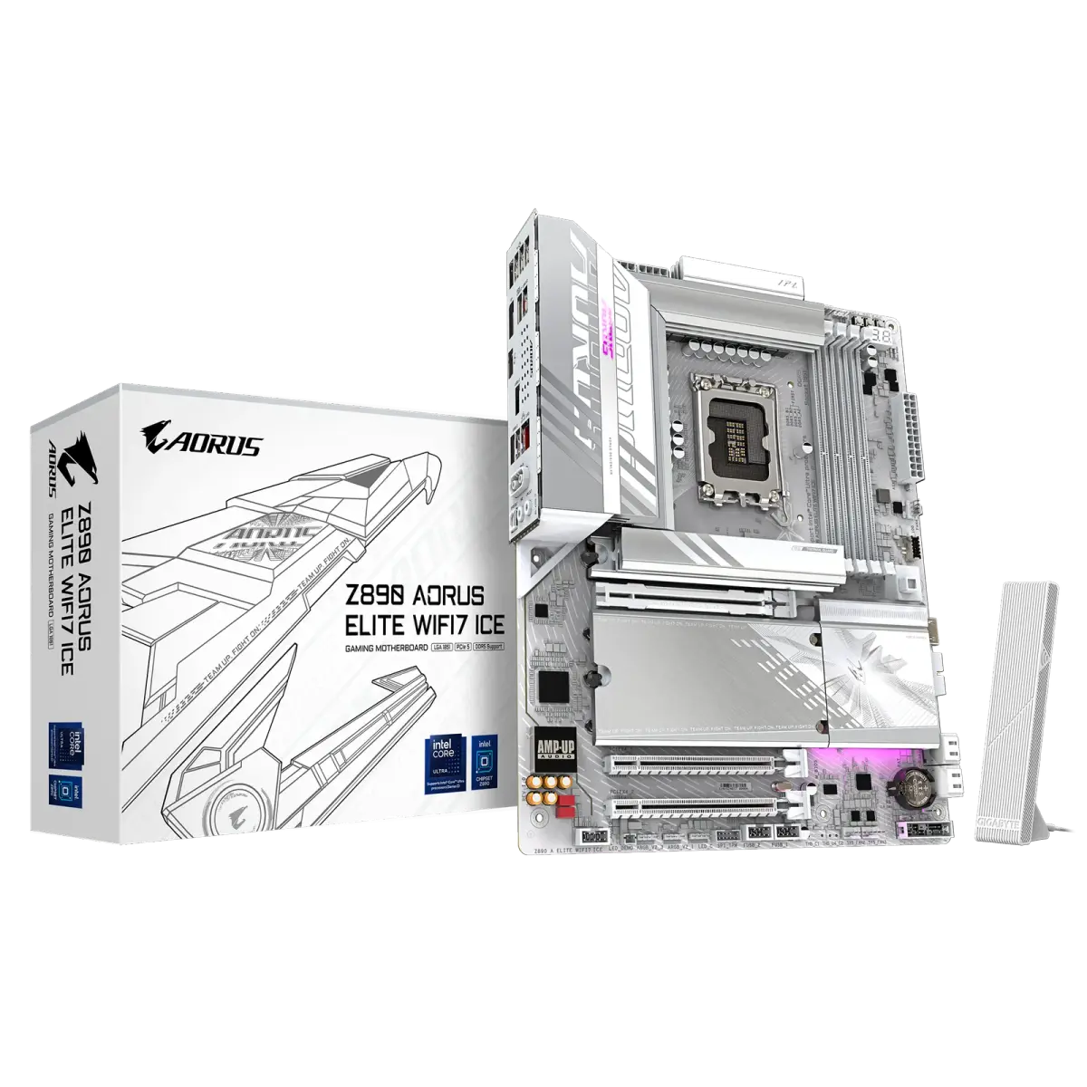 לוח אם – Gigabyte Z890 AORUS ELITE WIFI7 ICE ATX LGA1851 DDR5 – צבע לבן