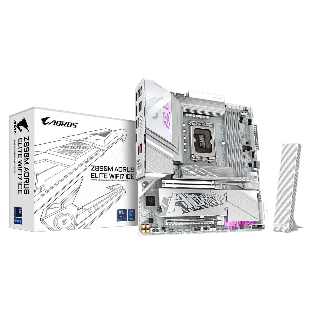 לוח אם – Gigabyte Z890M AORUS ELITE WIFI7 ICE Micro-ATX LGA1851 DDR5 – צבע לבן