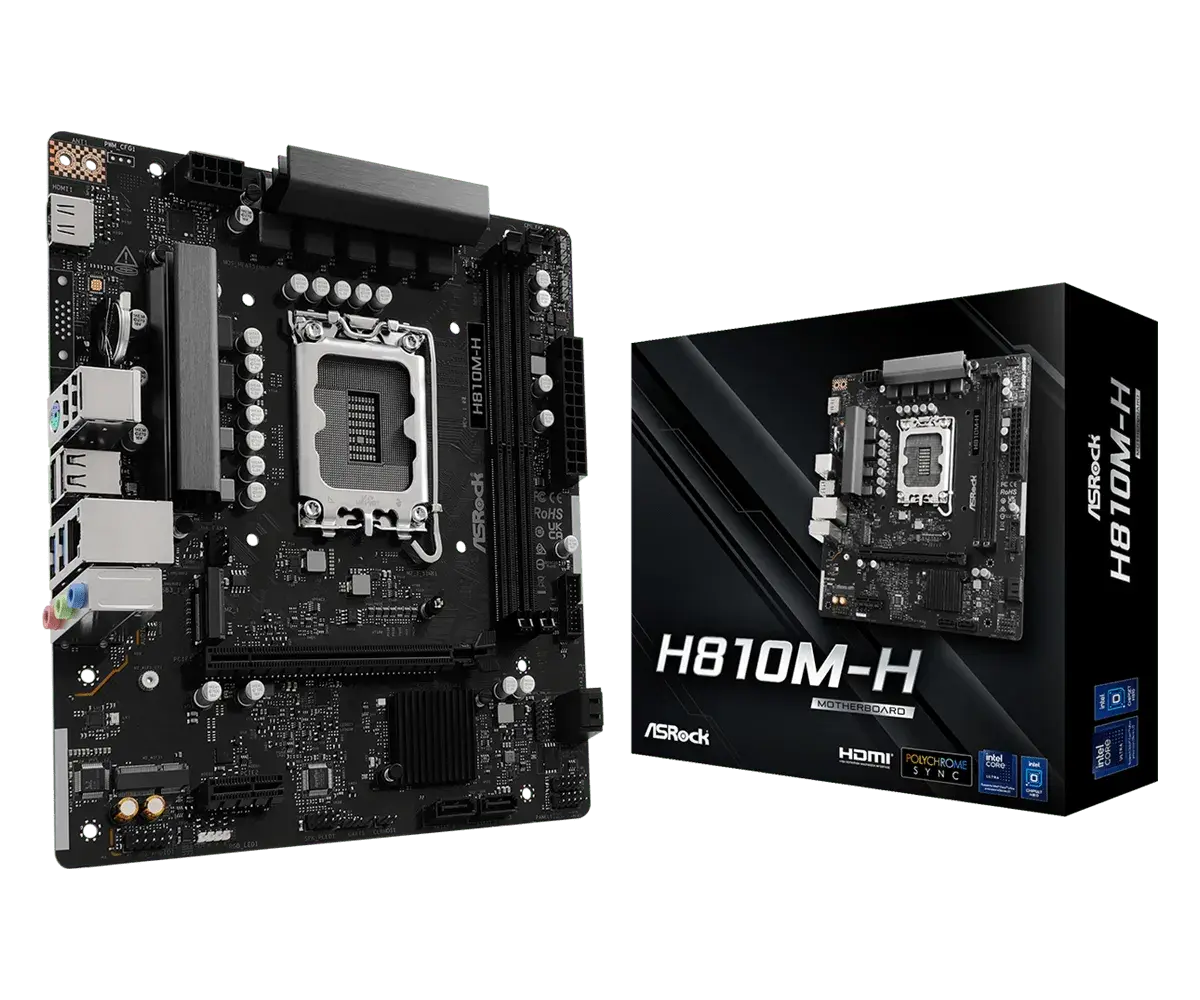 לוח אם – ASRock H810M-H Micro-ATX LGA1851 DDR5 - צבע שחור