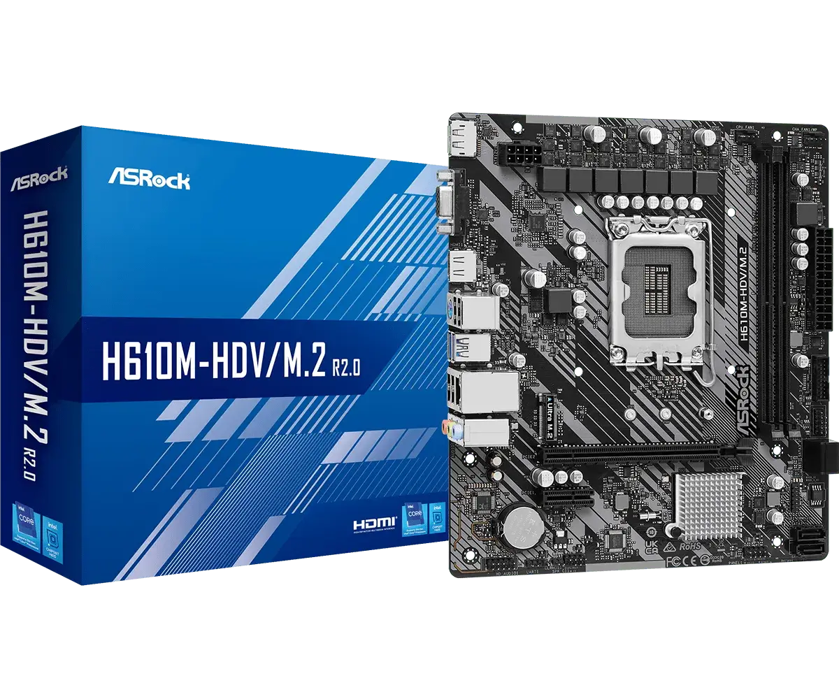 לוח אם – ASRock H610M-HDV/M.2 R2.0 Micro-ATX LGA1700 DDR4 - צבע שחור