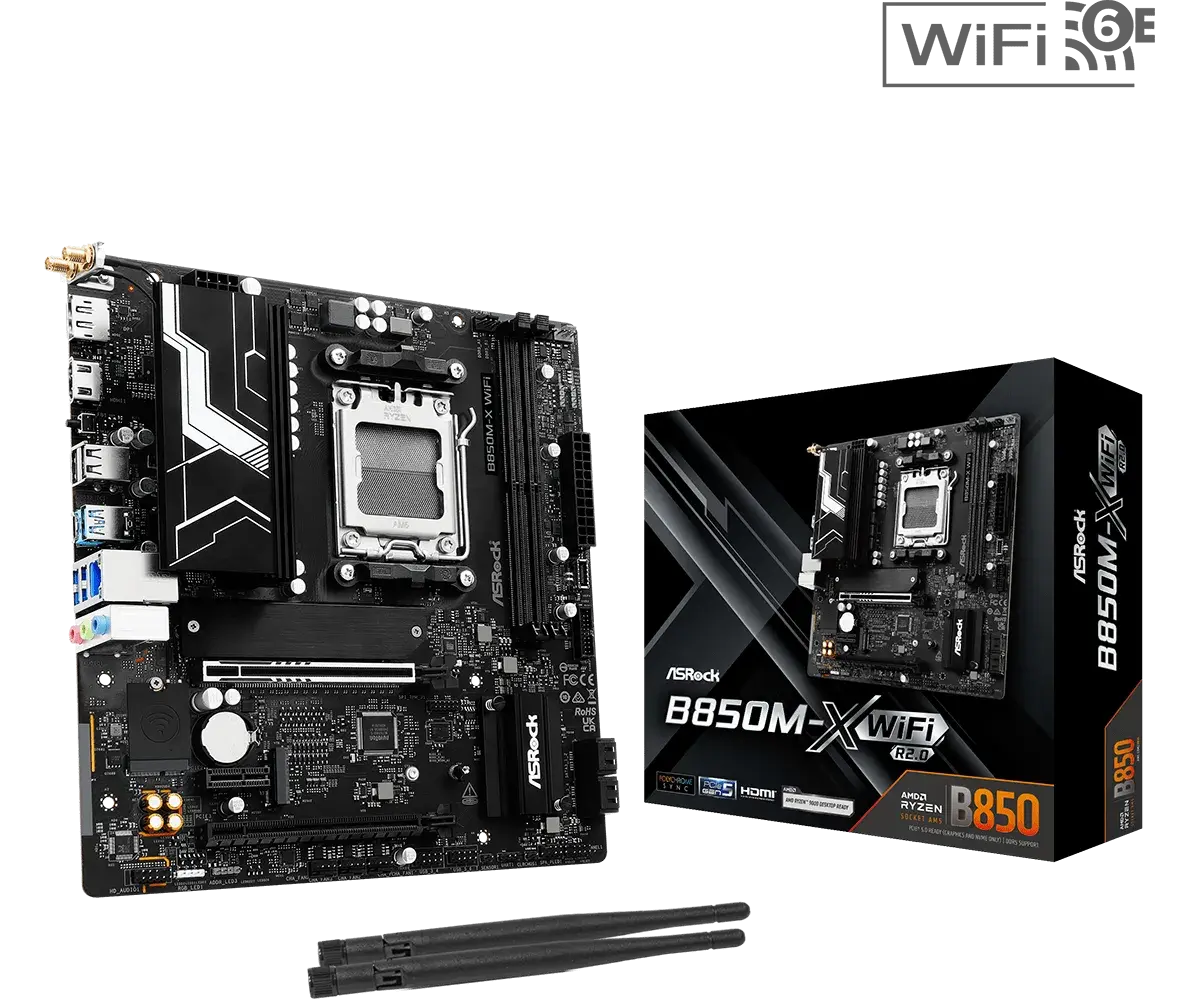 לוח אם – ASRock B850M-X WiFi R2.0 Micro-ATX AM5 DDR5 - צבע שחור