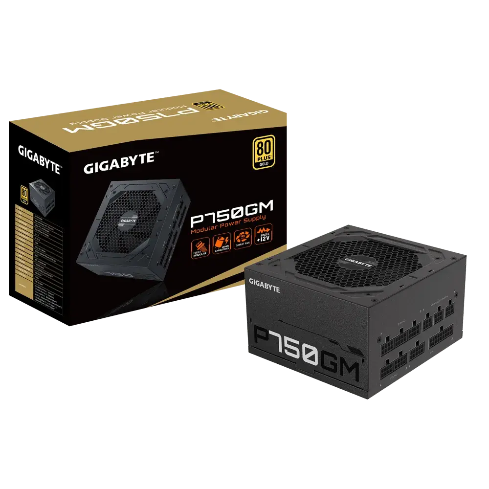 ספק כוח מודולרי – Gigabyte P750GM 750W 80+ Gold – צבע שחור