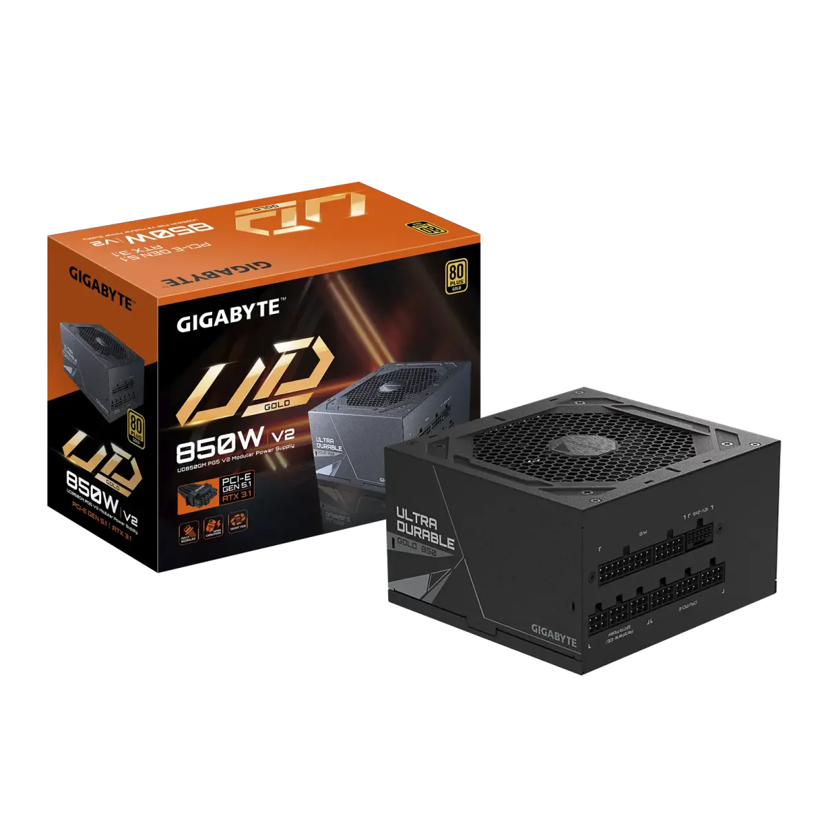 ספק כוח מודולרי – Gigabyte UD850GM PG5 V2 850W (ATX 3.1) 80+ Gold – צבע שחור