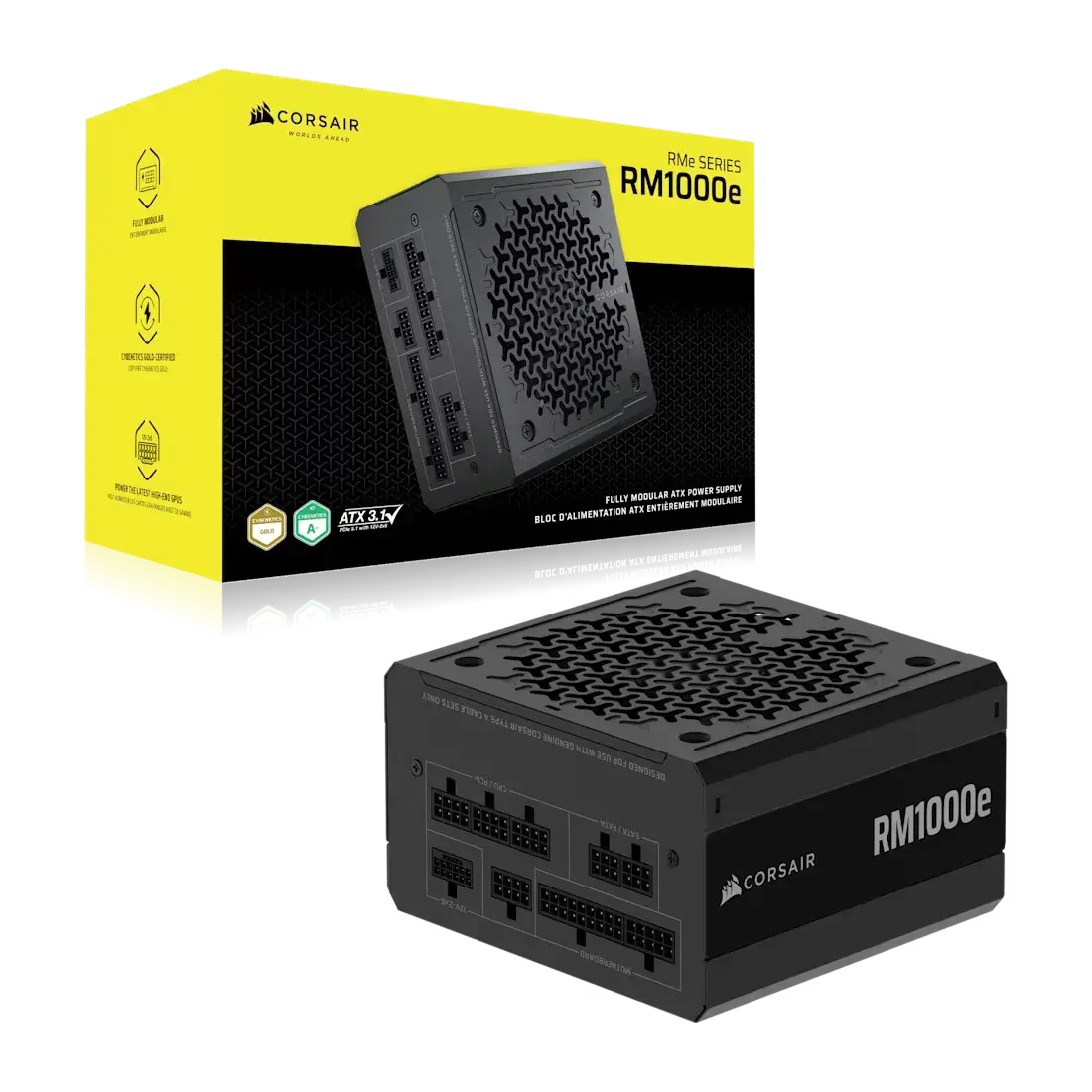 ספק כוח מודולרי – Corsair RM1000e 1000W (ATX 3.1) 80+ Gold – צבע שחור