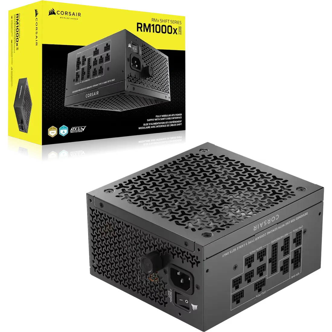 ספק כוח מודולרי – Corsair RM1000x SHIFT 1000W (ATX 3.1) 80+ Gold – צבע שחור