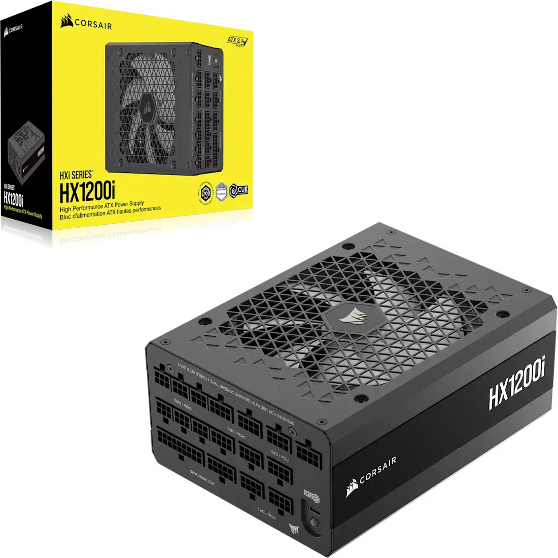 ספק כוח מודולרי – Corsair HX1200i 1200W (ATX 3.1) 80+ Platinum – צבע שחור