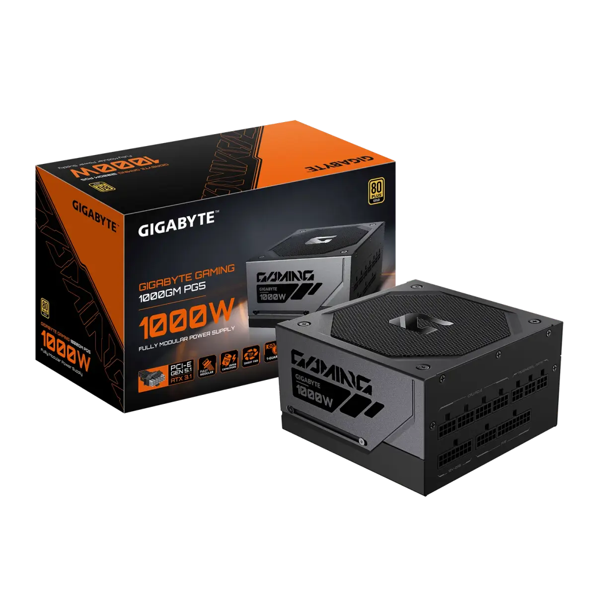 ספק כוח מודולרי – Gigabyte Gaming 1000GM PG5 1000W (ATX 3.1) 80+ Gold – צבע שחור